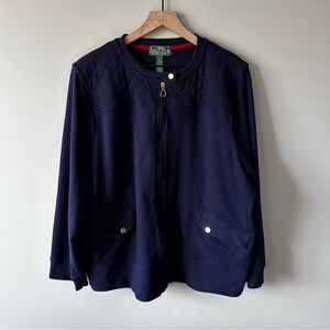 Lauren Active Ralph Lauren Sweater Size 3XL Navy Full Zip Long Sleeve
